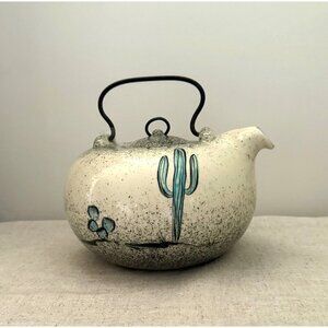 Southwest Arizona Studio Pottery Teapot Signed Loma of Ariz Cactus Ceramic Rusti